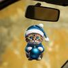 Christmas Cat Ornament Xmas Tree Decor Hanging Backpack Keychain Acrylic Holiday Accessory for Car Rearview Mirror Window Bag Key