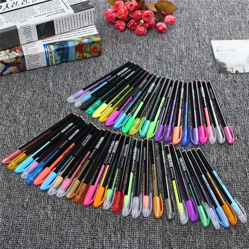 12/16/18/24/36/48x цветная гелевая ручка, блестящие чернильные ручки для скрапбукинга, ручки для взрослых, рисование, ремесло, искусство