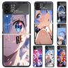 Жесткий ПК Чехол для Телефона с Принтом R-Rem Re Zero Аниме Для Samsung Galaxy Z Flip 7 6 5 4 3 Черный ZFlip7 ZFlip6 Flip5 Flip4 Flip3 5G