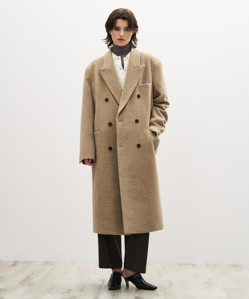 Suare Women 100% Wool Long Coat Beige