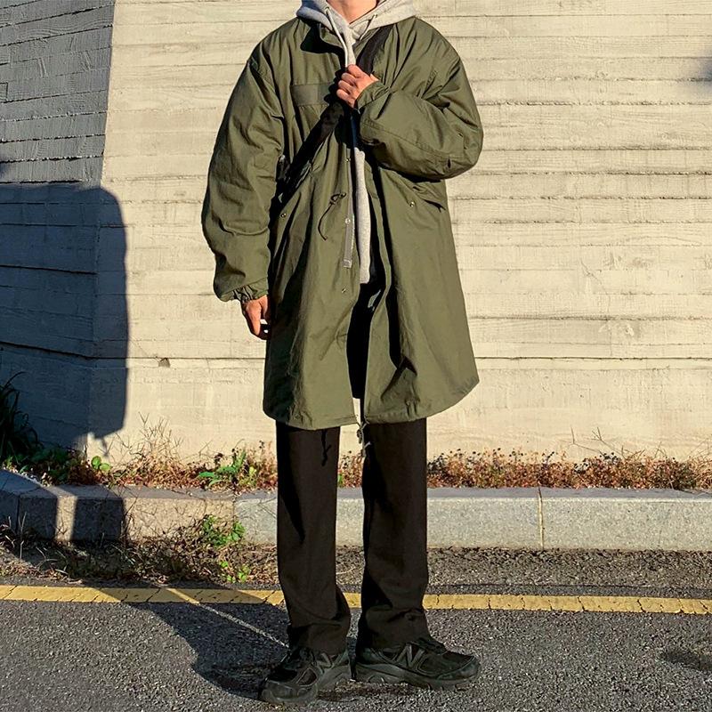 Зимнее утолщенное хлопковое пальто средней длины, ветровка, мужское в корейском стиле, универсальное, модное, свободное, японское хлопковое пальто