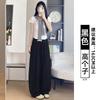 Navy Blue Tencel Linen Pants Women's New Summer Relaxation Casual Loose Ice Silk Scimitar Wide-leg Pants