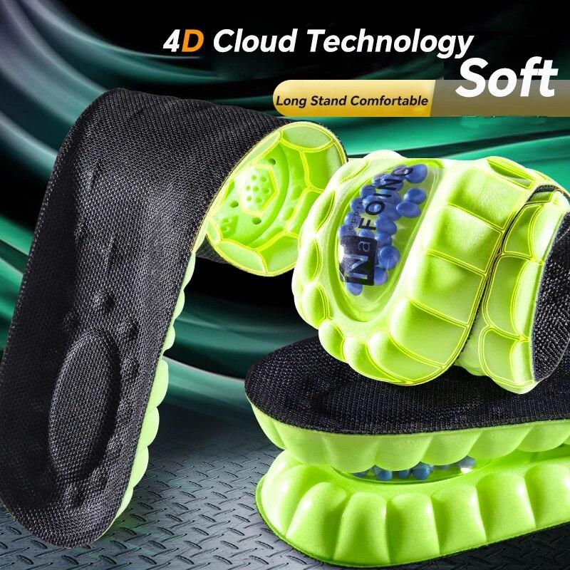 1 пара 4D Cloud Sport стелек для обуви, ПУ воздушная подушка, мягкая амортизация, дезодорирующие, дышащие, для бега, ортопедические стельки