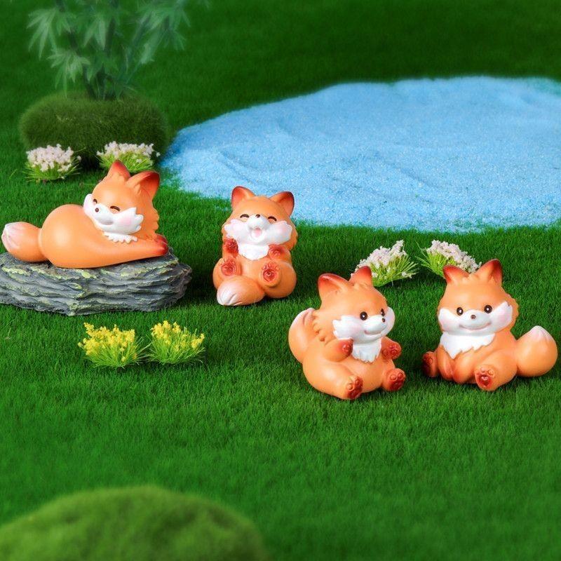 4 шт./компл., миниатюрные миниатюры с изображением животных, лисы, мини-фигурки, сделай сам, фея, украшение для сада, мох, террариум, микропейзаж