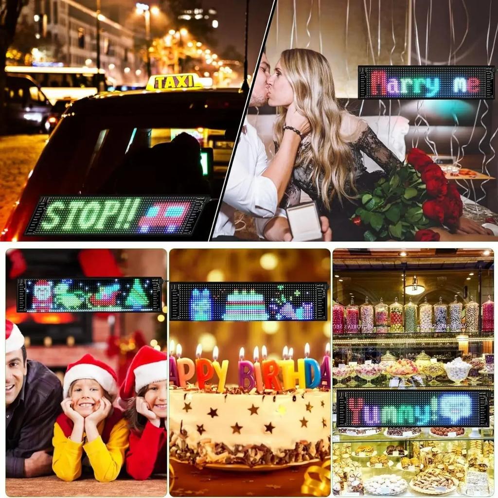 LED Matrix Pixel Panel Display Screen Flexible RGB Car Pattern Graffiti Scrolling Text Animation Shop Reminder Light Bluetooth