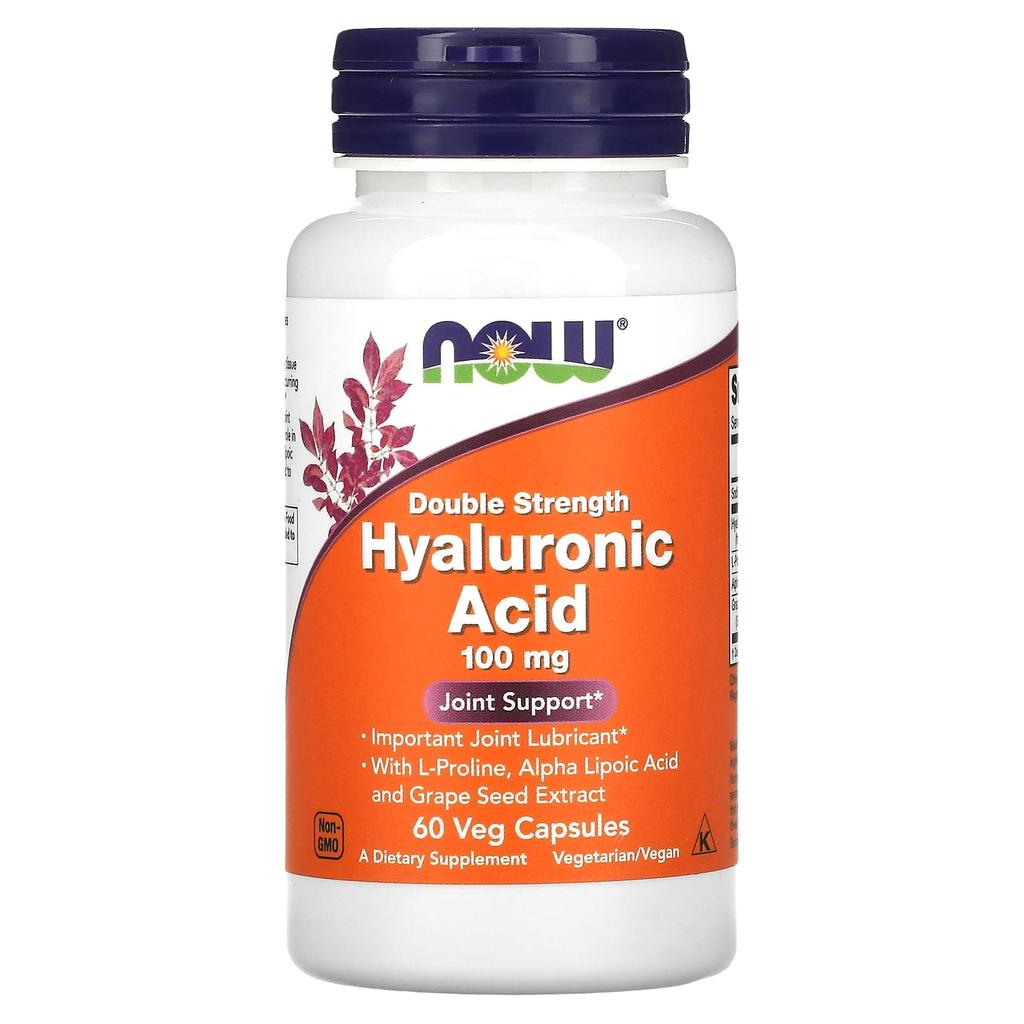 Now Foods Hyaluronic Acid, Double Strength, 100 Mg, 60 Veggie Capsules