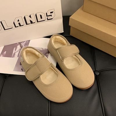 Модные женские туфли на плоской подошве Зимние новые замшевые туфли с круглым носком и мелким вырезом на мягкой подошве Противоскользящие износостойкие туфли с низким верхом