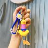 Exquisite Workmanship Keychain Cute Duck Design Keychain with Telescopic Lanyard Cartoon Charm Keyring for Backpack for Kids