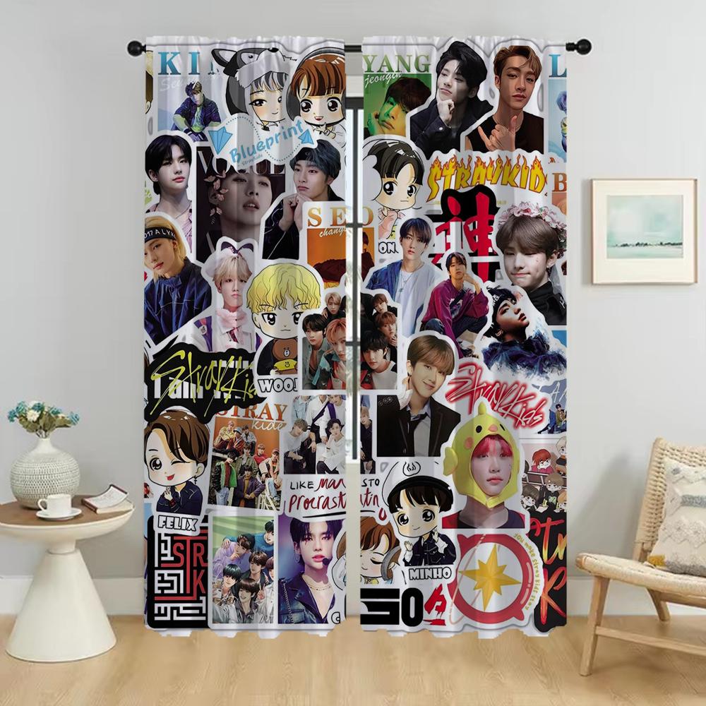 Современные шторы для гостиной, 2 шт., тюль KPOP-straykides для спальни, украшение на Хэллоуин, затемняющие шторы, перегородка
