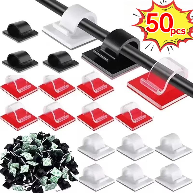 50/20/10 шт. Клипсы для USB-кабеля Наклейка-органайзер для кабелей Липкий зажим для провода Держатель для организации проводов Для офиса Дома Зарядный кабель