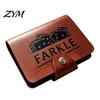 Dice Game with Case Farkle Board Game, Faux Leather Case, 6 Dices, Wooden Set Scoreboard, Portable Tabletop for Travel Family Party Night