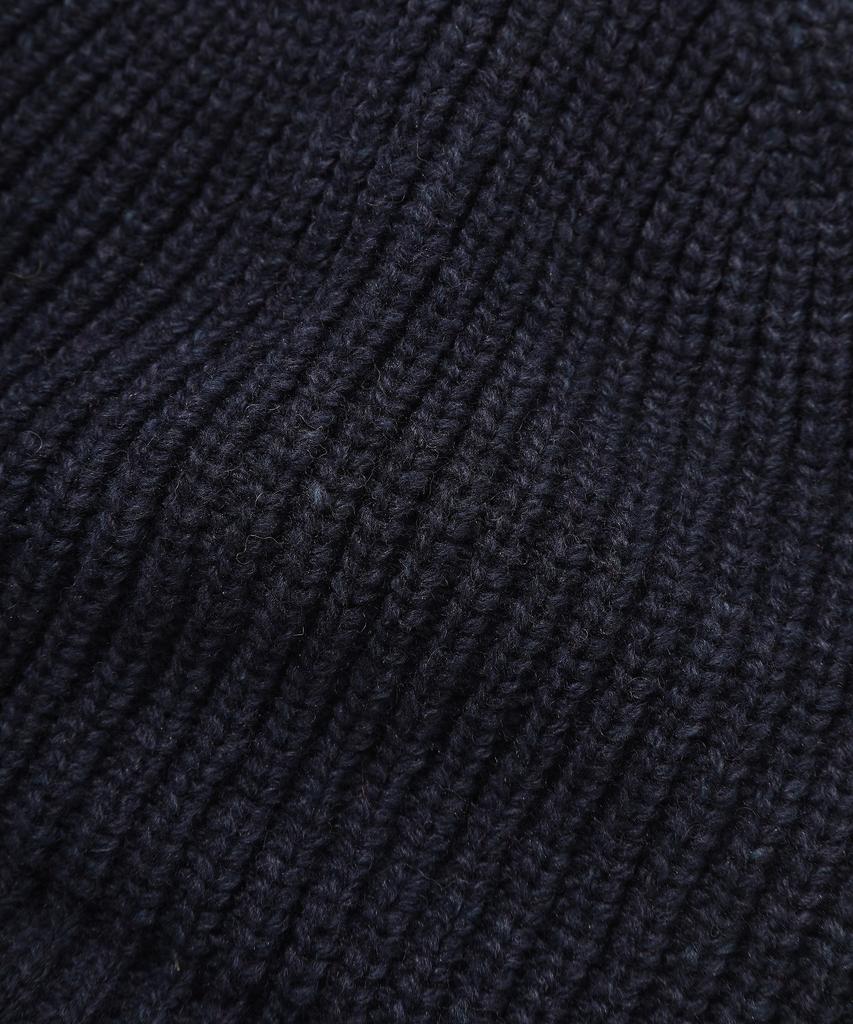 COVERNAT Logo Label Lambswool Short Beanie Melange Navy