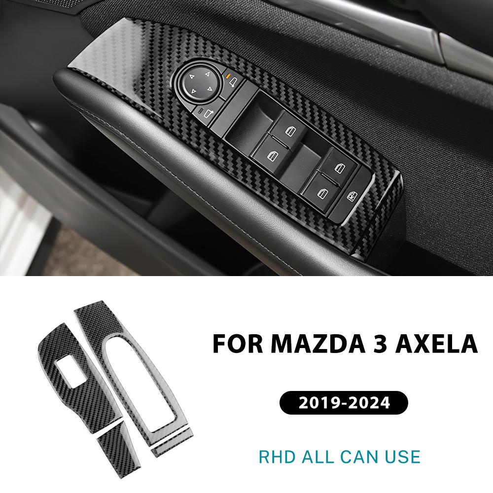 Настоящая мягкая карбоновая наклейка для Mazda Axela 3 BP 2019-2025 LHD RHD Автомобильные аксессуары для внутренней отделки, панель подъема окна передней двери