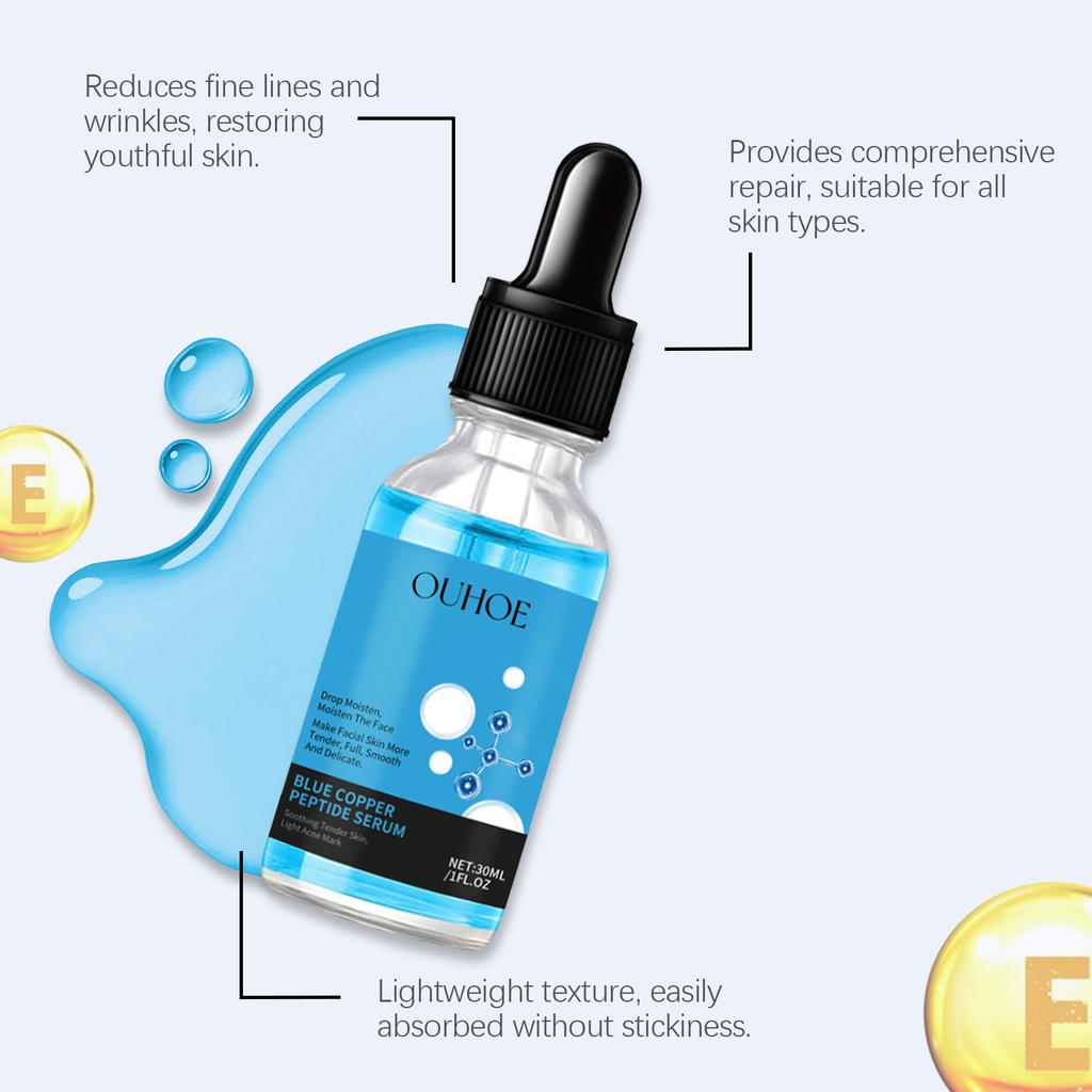 OUHOE Copper Peptide Repair Serum Увлажняющая и увлажняющая сыворотка для лица Смягчающая и увлажняющая синяя медная пептидная сыворотка