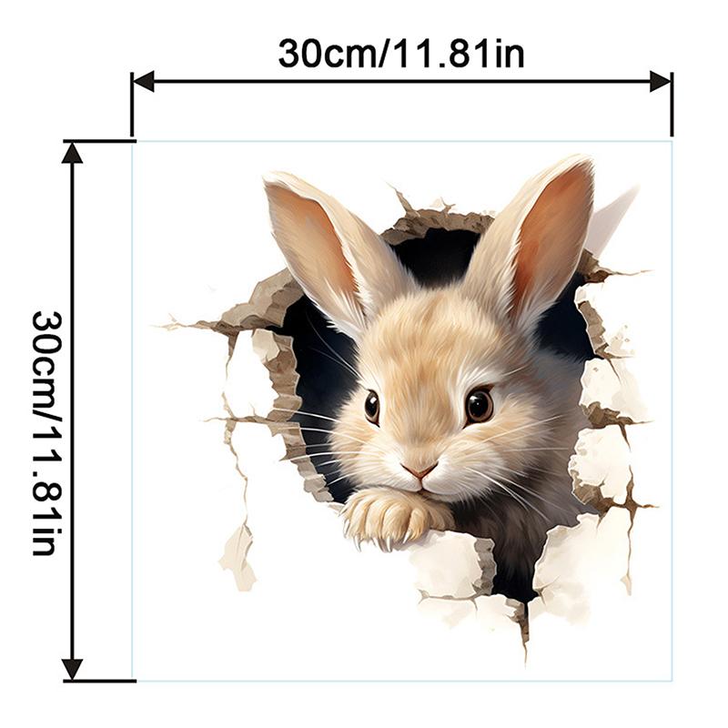 Cartoon 3D Rabbit Wall Stickers Self-Adhesive Stickers School Classroom Bedroom Living Room Dining Room Kitchen Bathroom Decor