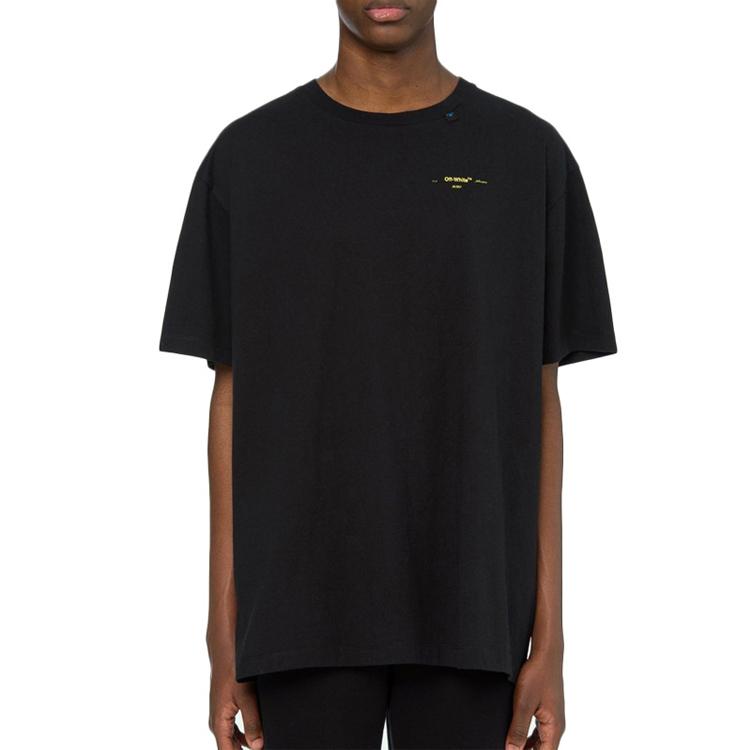 Off-White Свободная футболка с короткими рукавами и брызгами краски, мужские топы, желтый, черный OMAA038F191850101060