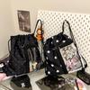 Polka Dot Star Print Anime Ita Bag - Large Capacity Drawstring Backpack for Women