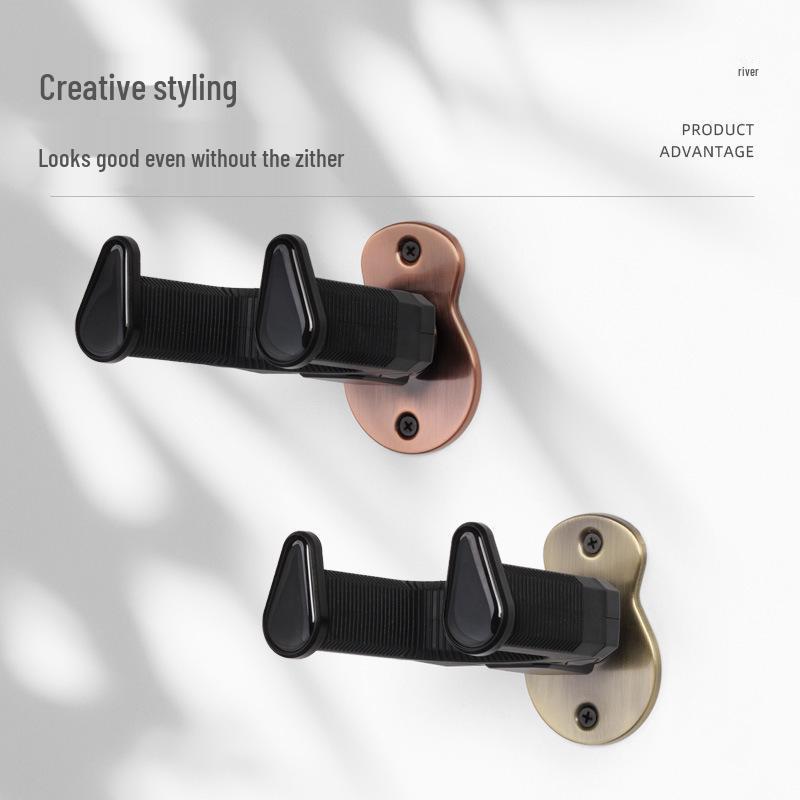 Wall-Mounted Self-Locking Wooden Guitar Hanger for Electric and Acoustic Guitars
