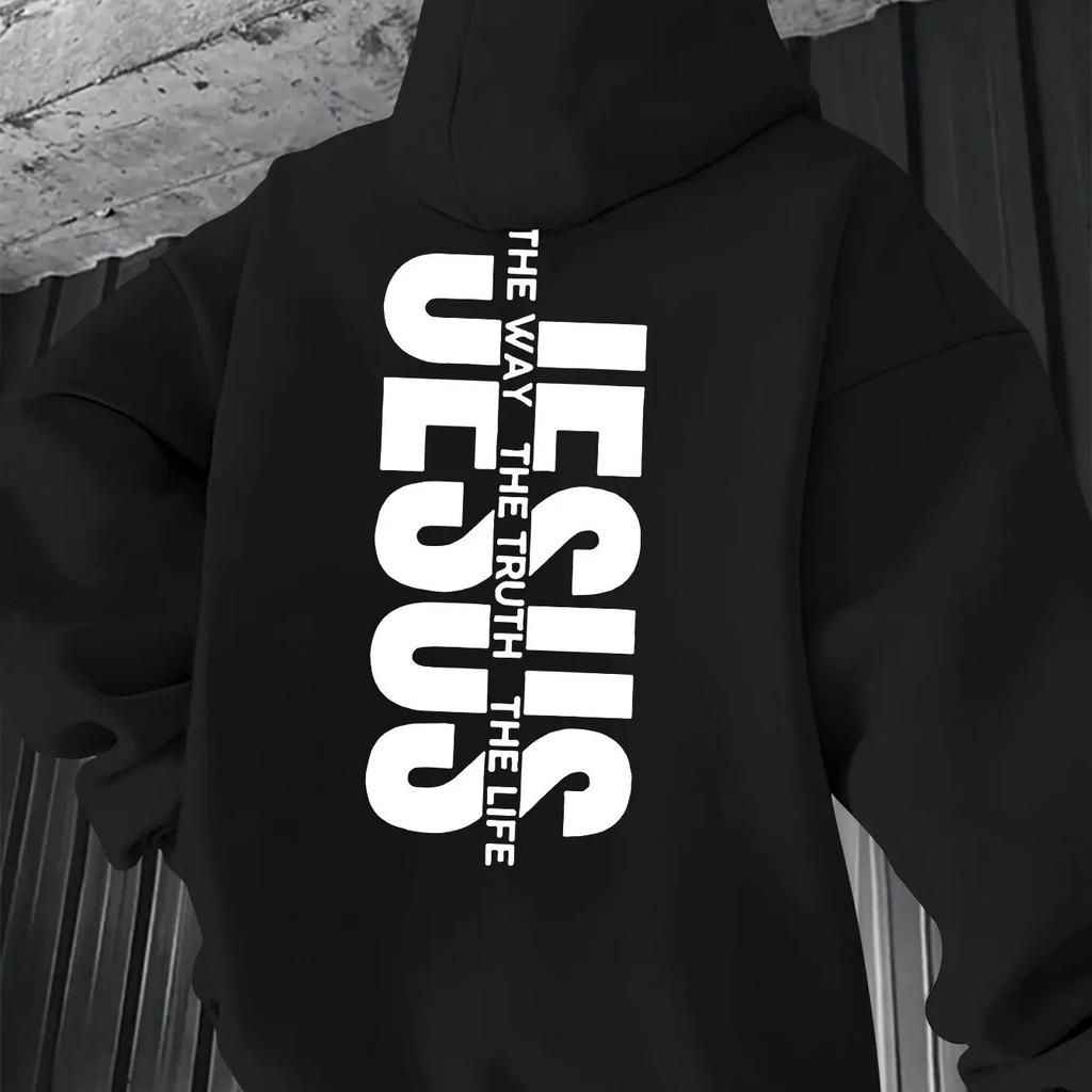 Autumn and Winter New Men's and Women's Hooded Sweatshirt, JESUS Letter Printed Daily Fashion, Casual and Comfortable