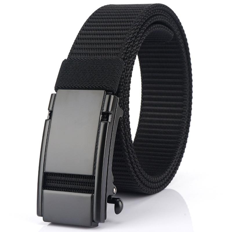 Новый мужской ремень для поездок на работу с автоматической пряжкой из нейлона, универсальный двухслойный толстый ремень для отдыха на природе
