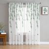 Plant Green Leaves Sheer Curtains for Living Room Decoration Window Curtains for Kitchen Tulle Voile Organza Curtains