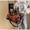 Chinese Ethnic High Capacity Travel Bag Versatile Contrasting Color Sports Fitness Handbag Personalized Northeast Big Flower Cotton Coat Crossbody Bag