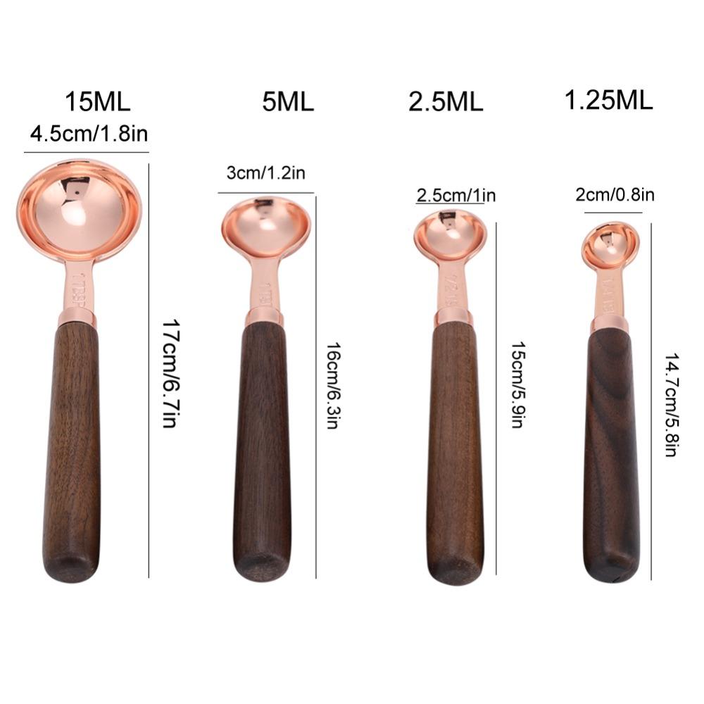 4PCS Set Stainless Steel Measuring Spoon Set Rose Gold Kitchen Baking Tool For Kitchen Baking