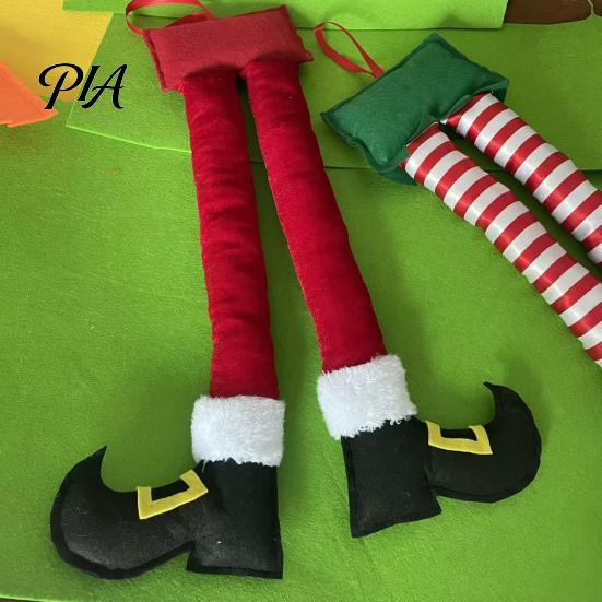 Christmas Ornament for Women Elf Legs, Santa Legs Hanging Ornaments, Plush Stuffed Xmas Car Pendant, Cute Door Handle Charm Fun Holiday Decor Mirror,