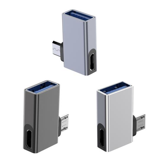 Адаптер Micro USB к USB с угловым удлинителем 90 градусов, с функцией OTG и портом внешнего питания, стабильный ток, адаптер питания