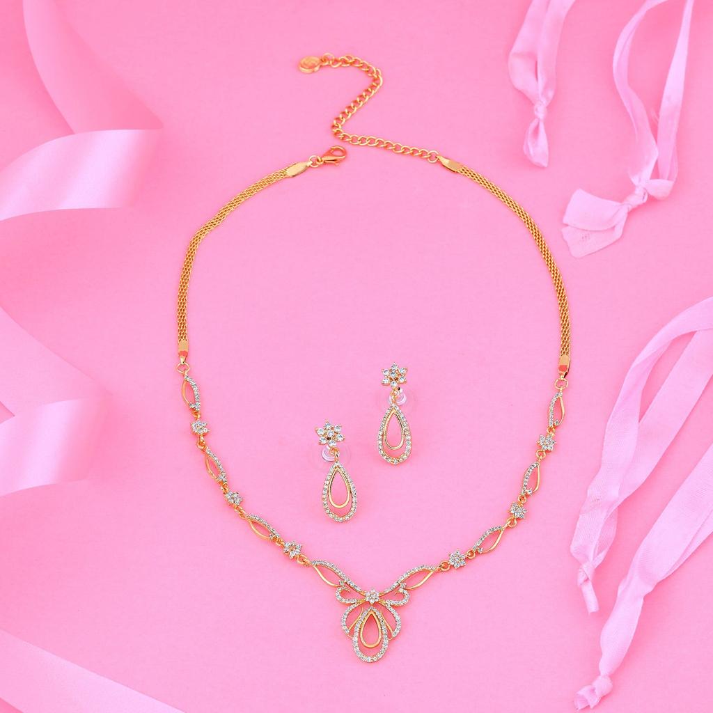 Комплект колье Estele с позолоченным овальным ореолом и американским бриллиантом 24 карата для женщин