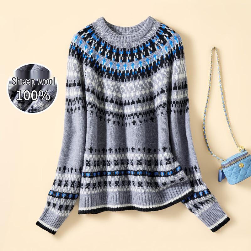 Женский геометрический свитер из 100% шерсти в стиле Fair Isle