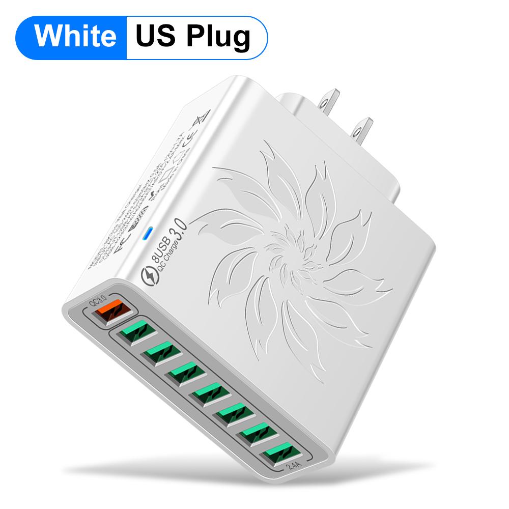Total 65W 8 In 1 USB Phone Charger Wall Adapter For iPhone 15 14 Pro Max Xiaomi Samsung Phone Charger