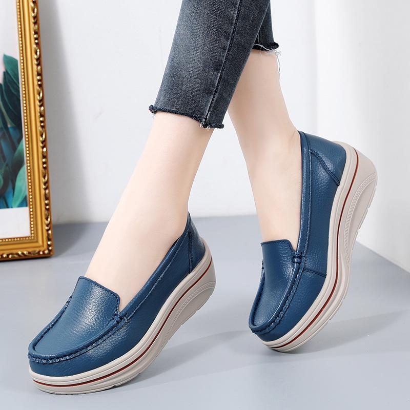 2024 лето и осень женская обувь в европейском и американском стиле туфли-муффины на платформе повседневные кожаные туфли большого размера женские туфли Doudou