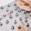 5.5mm 100PCS White Black Square Big Hole 26 Letters Beads Acrylic Loose Spacer Beads for DIY Phone Chain Bracelets Pendants Necklace Handmade