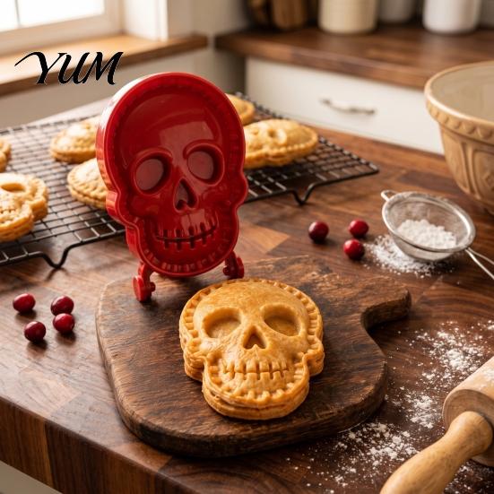 Holiday Baking Molds Halloween Hand Pie Mold, Skull Dough Press Cutter, Reusable Mini Maker Mold for Treats Pastry Supplies Creative Snack