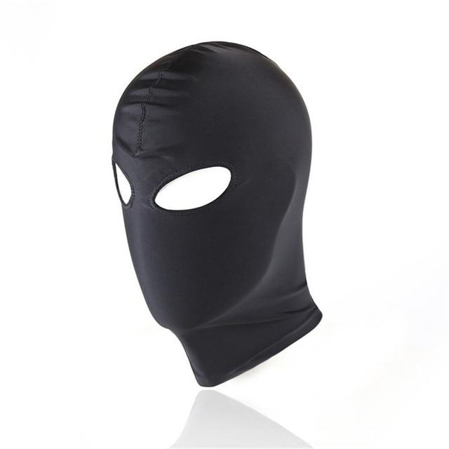 Black Hood Mask Stretchy  Head  Fetish Kink Restraints Hoods
