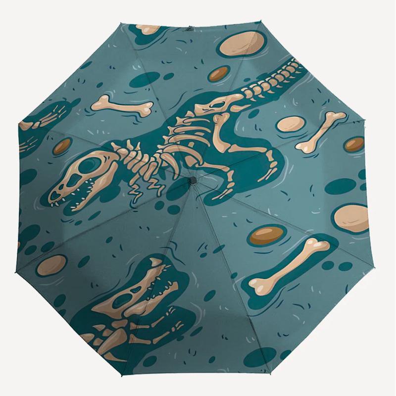 1PC Dinosaur Fossils Umbrella-8-Rib Reinforced Portable Folding Travel Suitable for All Seasons Outdoor Daily Use  -J0341