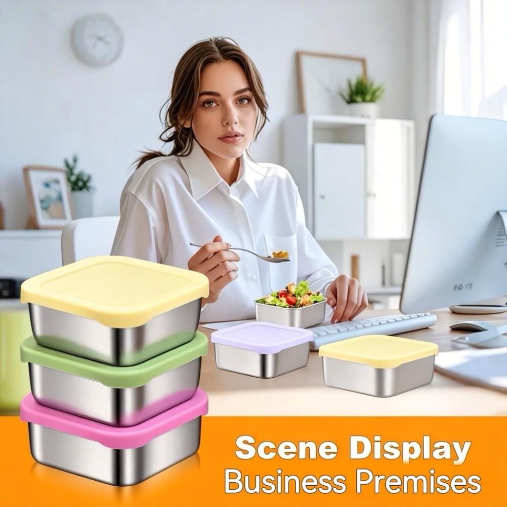 Silicone Lid Food Storage Container Stackable Meal Prep Container Refrigerator Storage