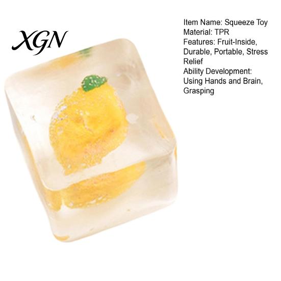 Stress Relief Squeeze Toy Crystal Ice Jelly TPR Soft Fruit Reliever Durable Mud Texture Fidget Sensory for Party Game Relaxation Tool Ball