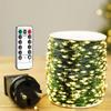 10M/50M/200M LED Green Wire String Lights Christmas Fairy Lights Garland With Remote Outdoor Christmas Tree Decor Lights For New Year Party Home Patio