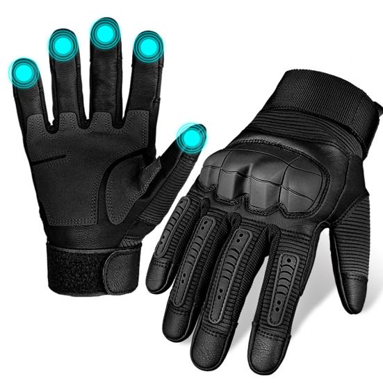 1 Pair Tactical Gloves with Fastener Tape Non-Slip Wear Resistant Touch Screen Outdoor Camping Protective Full-Finger Gloves
