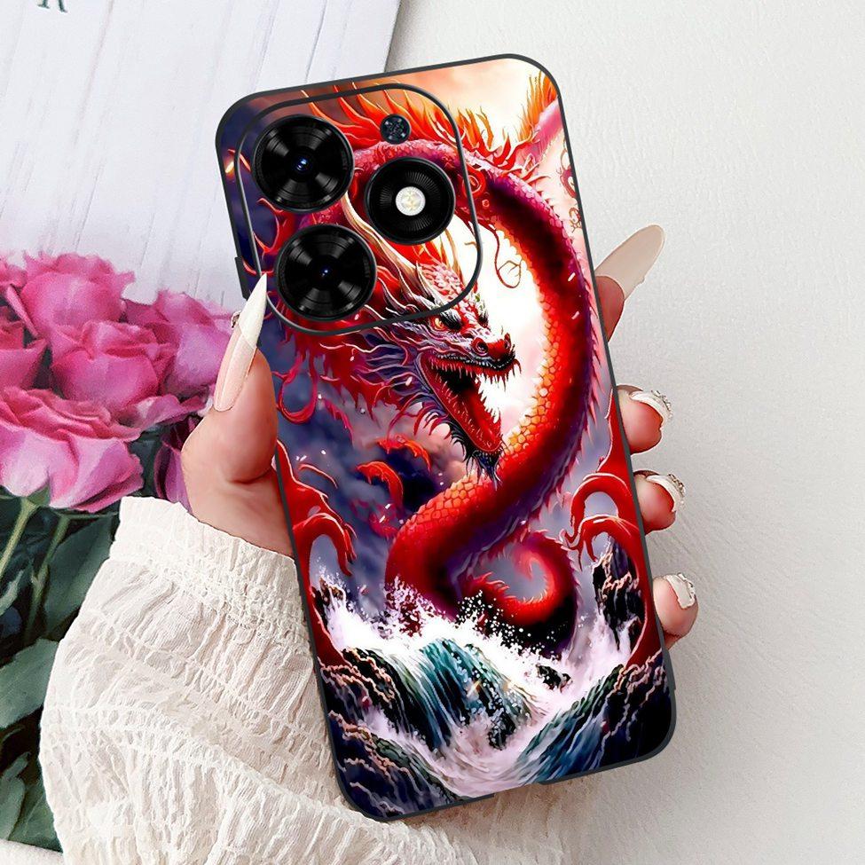 Для Tecno Spark Go 2024 BG6 Задняя крышка Для Tecno Spark Go 2024 Чехол Модный Роскошный Цветы Милый Мультяшный Кот Ударопрочный Силиконовый