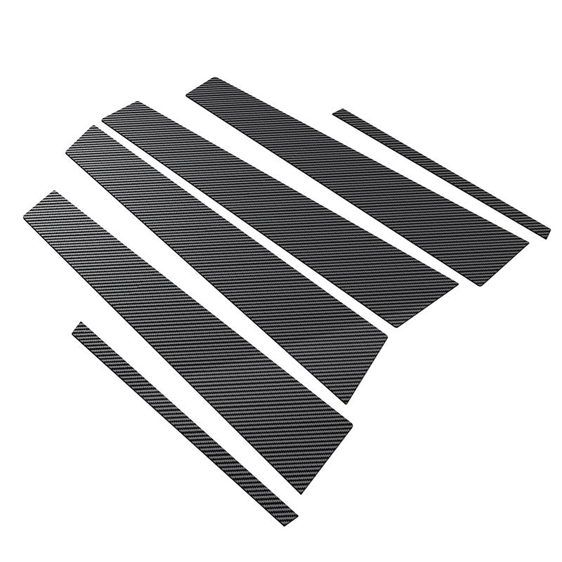 6Pcs Carbon Fiber Look Pillar Posts For Mercedes-Benz C-Class W203 2001-2007 Door Window Trim Cover Stickers