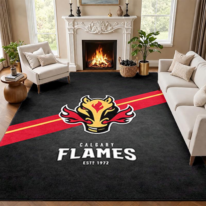 Calgary Flames Carpet Door Mat for Living Room or Bedroom Protective Mat Under Chair Office Decoration Christmas Gift Birthday Present