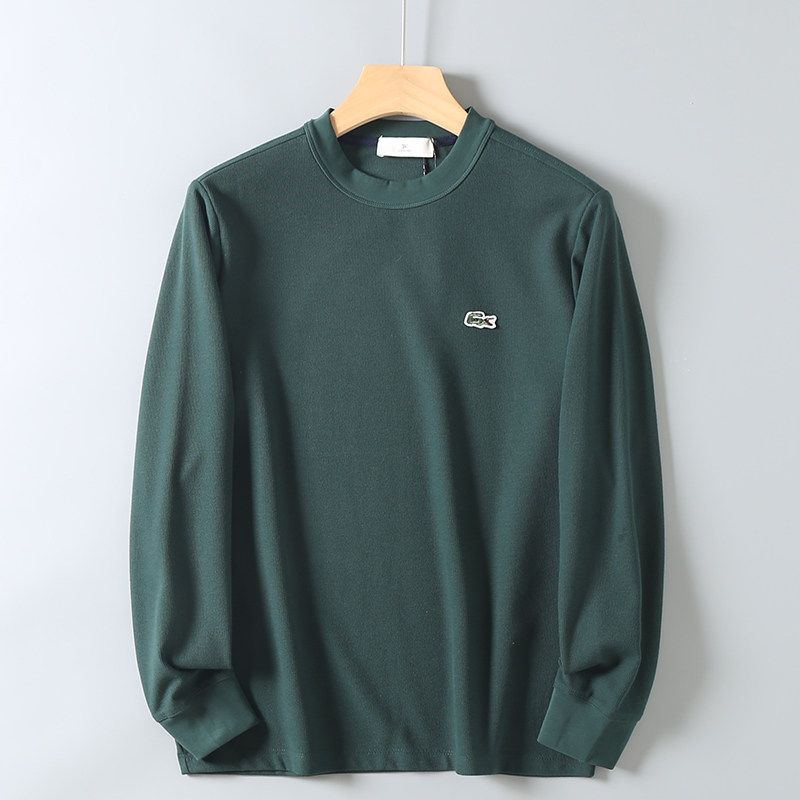 Waffle Texture Skin-Friendly Stretchy Export Surplus Autumn Men's Casual Versatile Long-Sleeve T-Shirt Round Neck Base Shirt