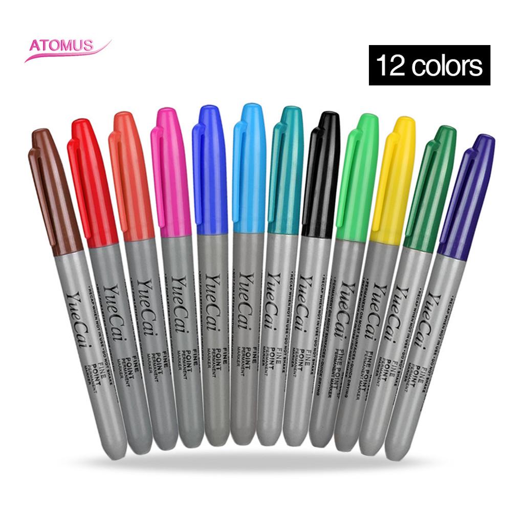 Piercing Skin Marker Dual-tip Pen Marking Scribe Tattoo Pen 12 Color Easy To Use