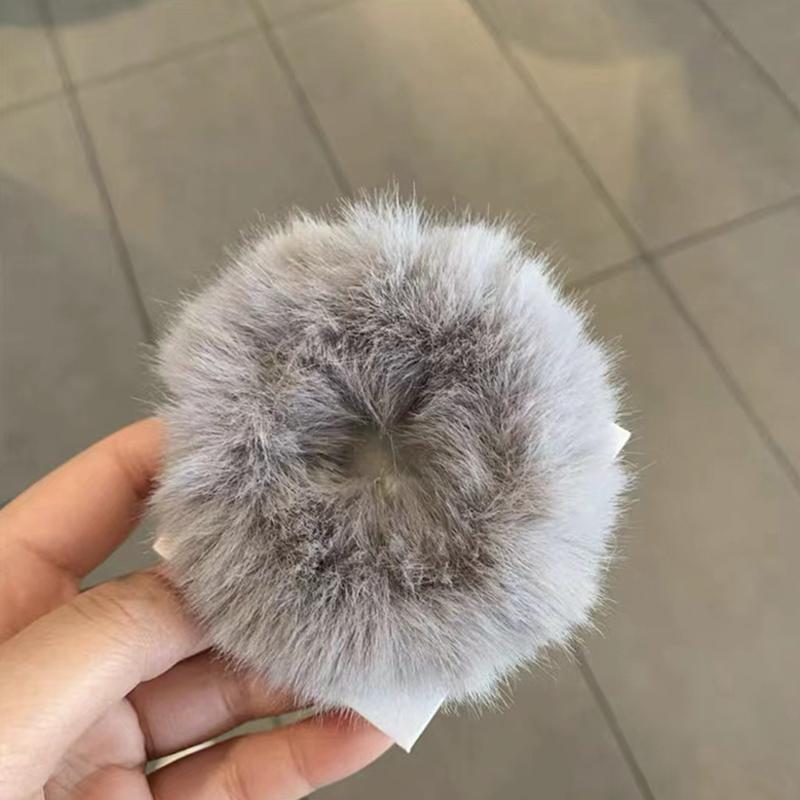 Girls Mink Fur Ponytail Holder Elastic Plush Hair Ring Faux Rabbit Fur Scrunchies Hair Rope Elastic