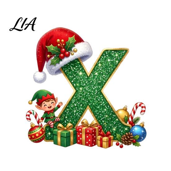Personalized Secret Santa Present 26 Alphabet Christmas Ornament with Hat Elf Design, Acrylic Initial for Xmas Hanging Decor Tree Mantel And