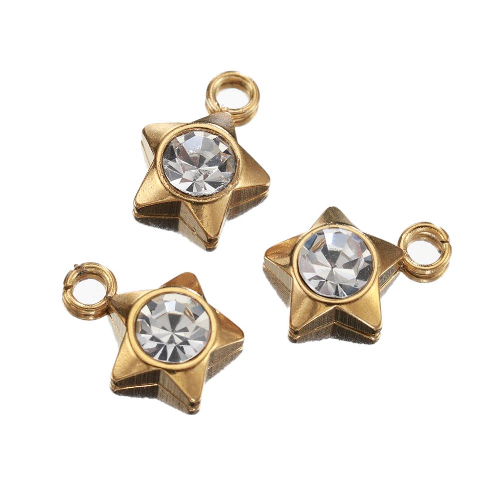 20pcs Stainless Steel Rhinestone Love Hearts Charms Pendants for Earrings Necklace Bracelet DIY Jewelry Making Accessories