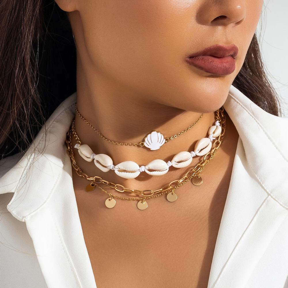 Temperament Beach Beaded Necklace Simplicity Starfish Shell Necklace New Imitation Pearl Necklace